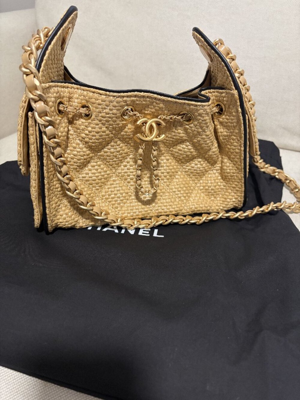 Raffia and Leather Fashion Shoulder Bag